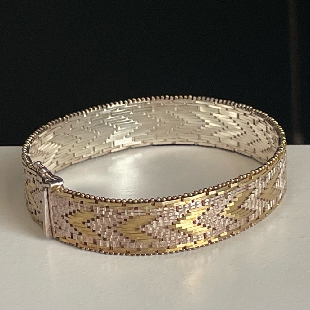 Vintage sterling silver & Gold Multi Herringbone Bracelet Milor Italy